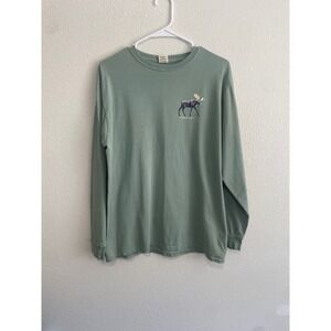 Jackson Hole Blue 84 Medium Moose Graphic Long Sleeve Shirt Sage Green Excellent
